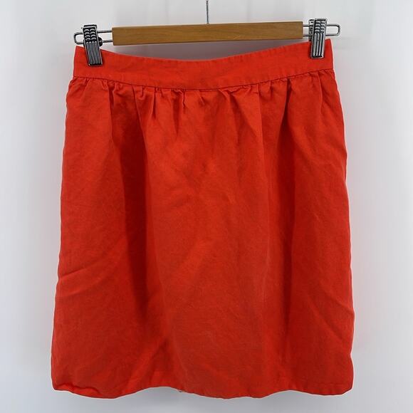 J. Crew linen Lyocell blend button up hi rise twill A-line skirt sz 0 - Picture 5 of 5